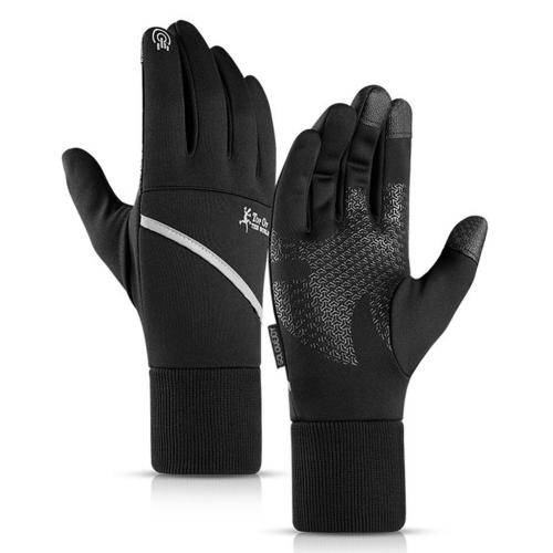 1 Pair Winter Cycling Touch Screen Gloves For Men Thermal Outdoor Sports Skiing Glove Thick Warm Reflective Riding Mittens