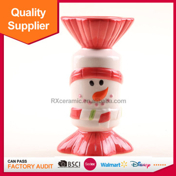 Snowman ceramic candle holder candy shape for home decoration