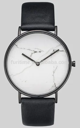 marble slim stone dial watch