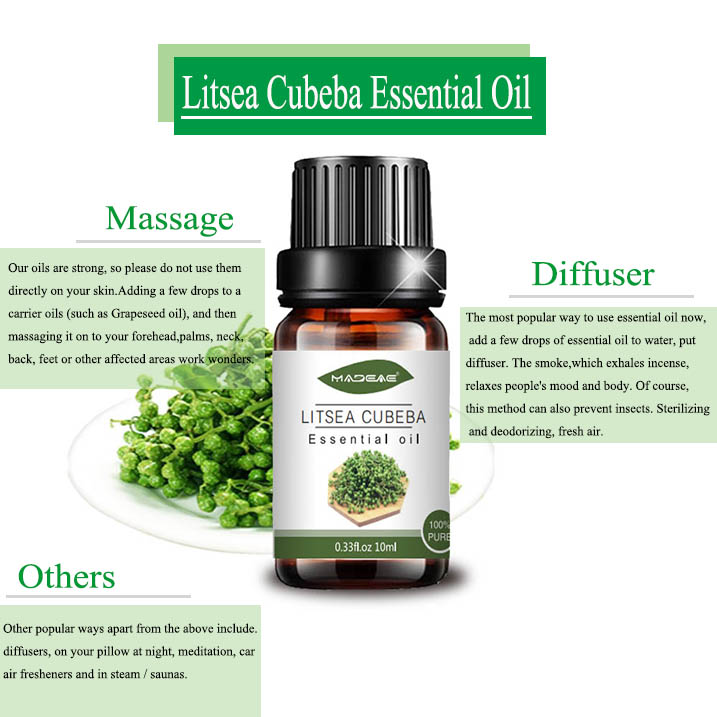 Pure Litsea Cubeba Oil esencial para el cuidado del cuerpo