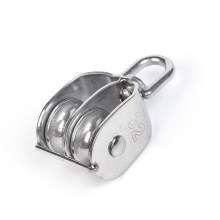 China Stainless steel rotating wire rope crane double pulley Supplier