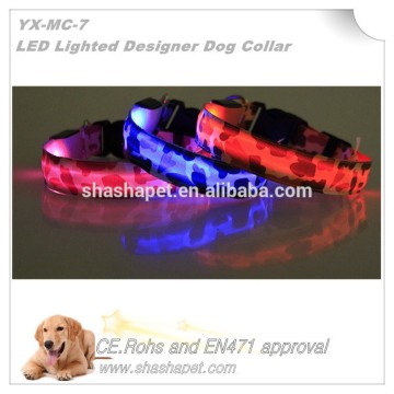 Camouflage color Designer LED pet collar with led dog collar