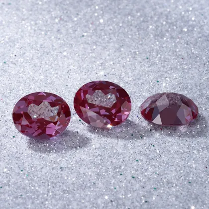High-Quality Lab Grown Red Yttrium Aluminium Garnet Oval Gemstone Ring for Women