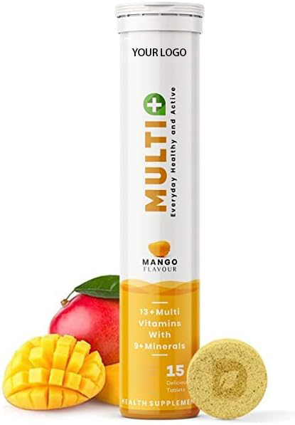 OEM/ODM Vegan Low Sugar Mango Flavor Vitamin Tablet Energy Multivitamin Effervescent Tablet Immune System Booster