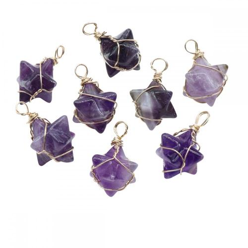 Amethyst Merkaba Star Pendants for Necklace Jewelry