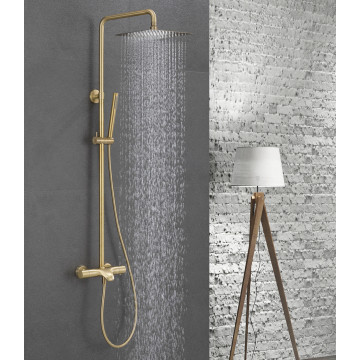 2021 new brushed gold brass 3 way bathroom shower set thermostatic gold