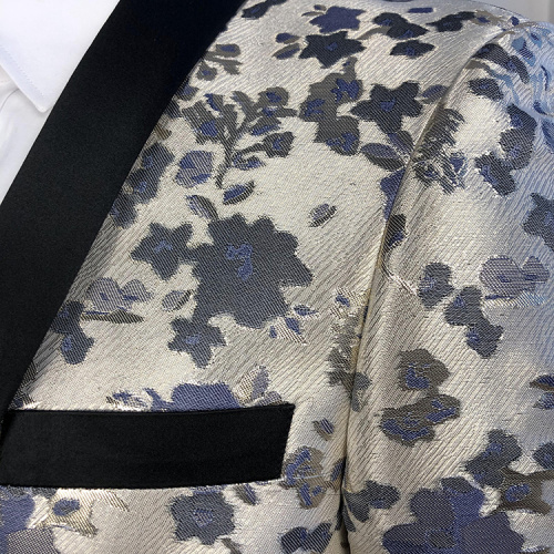Anti-Shrink business party silver floral suits for men