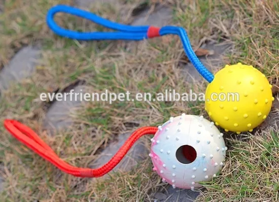 High quality 5cm, 6cm and 7cm rubber spike ball toys on rope