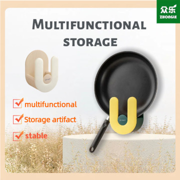 Çok fonksiyonlu duvara monte tencere kapağı rafı