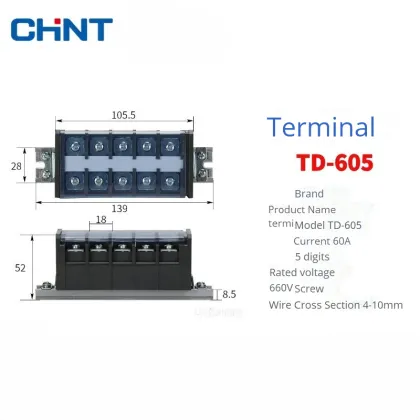 Chint DIN Rail Screw Terminal Block Strip Wire Connector