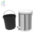 Indoor Plastic Lid Stainless Steel Pedal Trash Bin