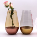 Гальваническая золотая стеклянная ваза с ручным выдувом для дома