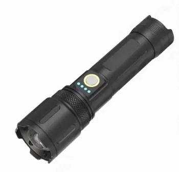 2023 Rechargeable LED Flashlight with 3.7V Lithium-Ion Battery, Aluminum Alloy Construction - Bright Work Light in Black