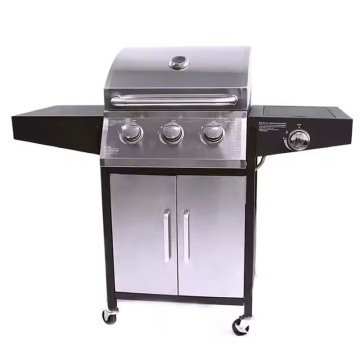 3+1 Outdoor Propane Gas Grill and Griddle Combo Barbeque Stainless Steel BBQ Gas Grills with Side Table