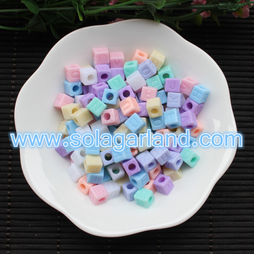 6.5x7mm Acrylic Mix Alphabet Letter Square Cube Beads Charms DIY Pick