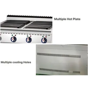 Square Stainless Steel Commercial Electric 4 Hot Plate Cooker with Cabinet