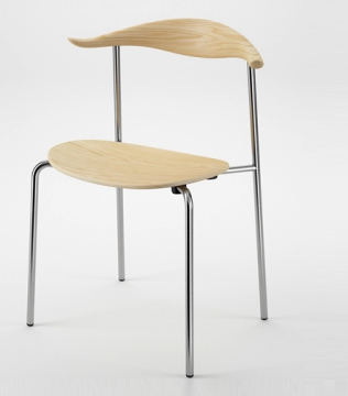 simple metal dining chair with wood seat