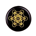 Black Onyx 25MM Circular Disc Mat Handmade Craved Pattern-Metatron's Cube For Home Decor