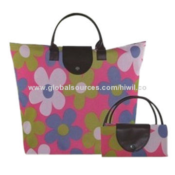 Foldable tote shopping bag, made of 600D polyester