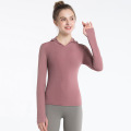 Magliette a maniche lunghe con cappuccio Yoga top