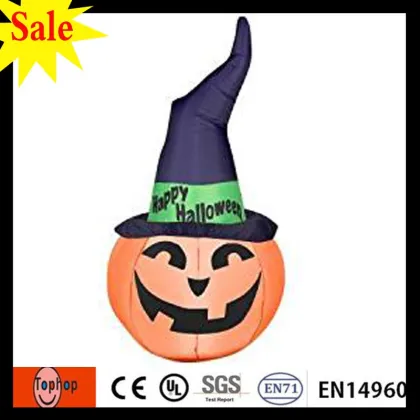 outdoor decorating large foam design lighted halloween pumpkins wear black hat