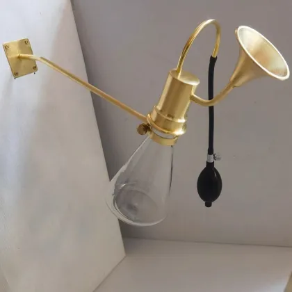 Brass Wall-Mounted Display Rack for Spa Oils, Wines, and Aromatics