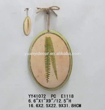 oval shape leaf design wooden arts hanger for wall decoration