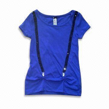 T-shirt, Made of 60% Cotton and 40% Polyester, Suitable for Girls