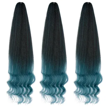 55 inches yaki straight hair with button curly straight wave with curly braiding hair bundles Synthetic Braiding hair extension