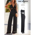 Black Tassel franjes openen wijd been jumpsuit