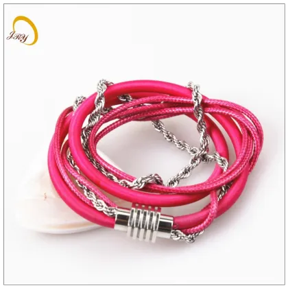 Fashion Red Leather Bracelet For Women Multilayer Woven Hand Rope