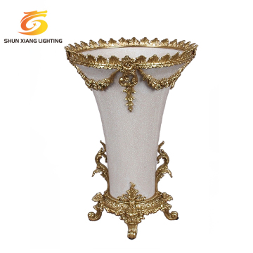 Nordic Retro Handmade Ceramic Bowl and Brass Flower Vase Set for Luxury Home Decor