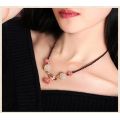 Chinoiserie crystal pink clavicle chain