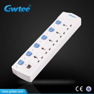 6 way universal USB charger port electrical socket with individual switch