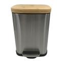 Lixo de aço inoxidável lata com tampa de bambu