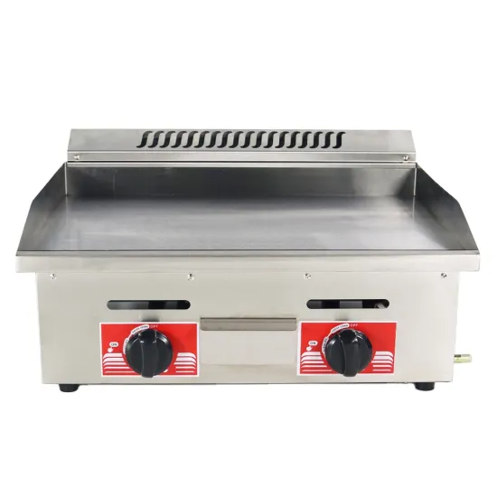 Commercial 2-Burner Gas Griddle: Stainless Steel Flat Plate and Cast Iron Grill for Hot Sale