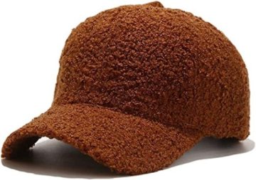 Winter Baseball Cap for Women Fleece Solid Color
