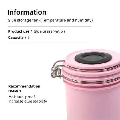 High Quality Activated Carbon Lash Glue Storage Container with Thermohygrometer