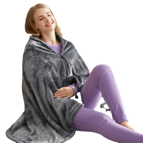 USB Charging Custom Heating Shawl Blanket - Coral Fleece Warm Body Covered Cloak