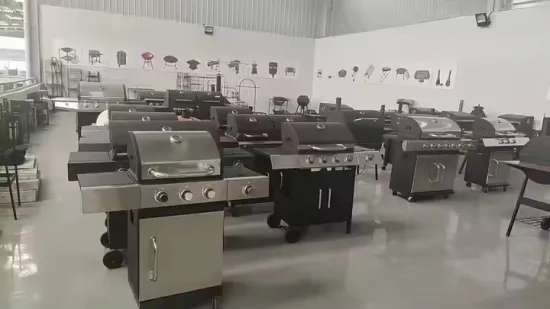 Stainless Steel Cart Style Perfect Patio Garden Picnic Backyard Barbecue Grill with Side Tables Gas Grill