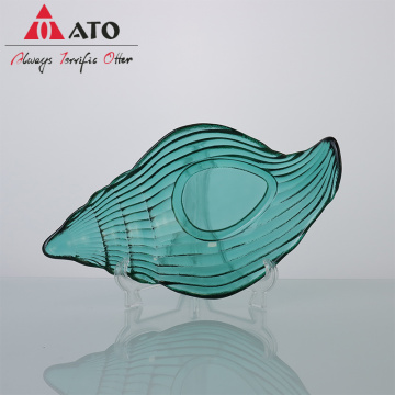 Green Glass Shell Plate Fruit Bowl Snacks Tray