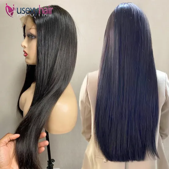 Virgin hair transparent swiss lace front wig,bone straight human hair wig,ladies hair HD frontal wigs for black women