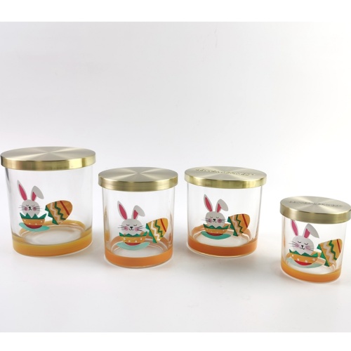 Easter style glass candle jar with lid