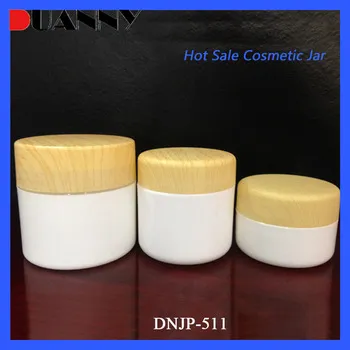 New Arrival Skin Care White Plastic PP Cosmetic Jar with Bamboo Cap or Lid 25ml,White Plastic PP Cosmetic Jar 25ml
