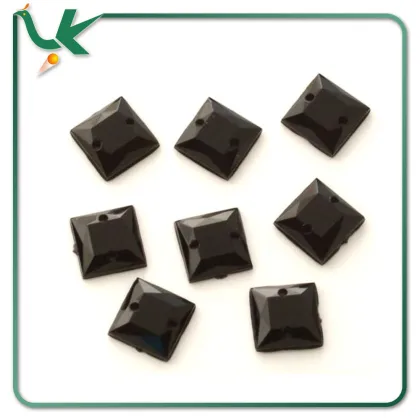 8mm Black Square Sew on Acrylic Gem