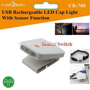 USB Rechargeable Sensor LED Cap Light with Clip 3 Ultra LED