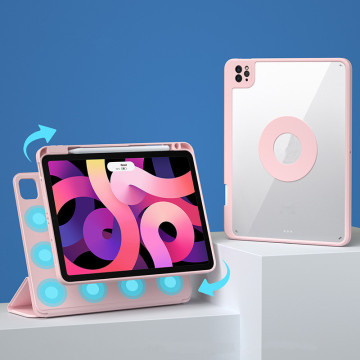 Magnetic Detachable Rotation Acrylic Case for iPad Pro 12.9 with Leather Cover and Pencil Holder