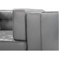 Upholstered Tufted Shelter Arm Design L-Shape Leather Sofa