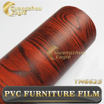 Self Adhesive Door Kitchen Laminated Furniture Printed PVC Sheet Membrane Embossed Wood Grain Film Rolls
