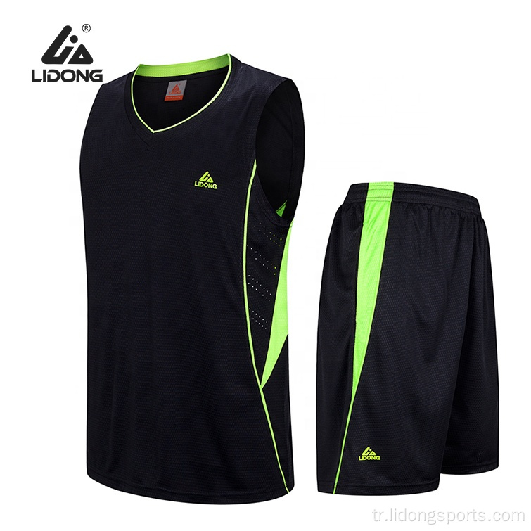 Yeşil renkli basketbol kıyafetleri 100 polyester basketbol üniforması